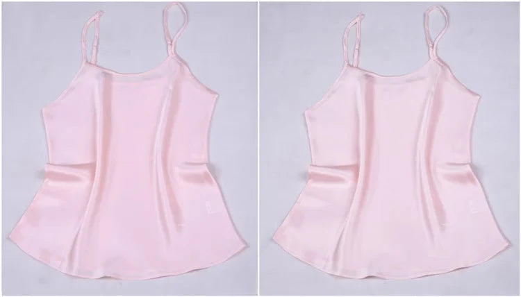 Women's 100% Mulberry Silk 16 momme Spaghetti Strap Camisole Tank Top Vest Sleepwear M-4XL YM002