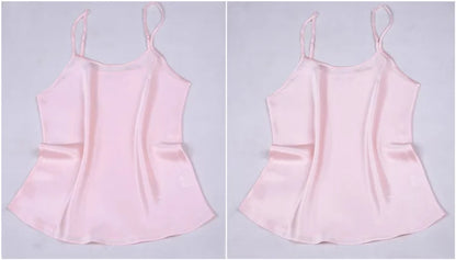 Women's 100% Mulberry Silk 16 momme Spaghetti Strap Camisole Tank Top Vest Sleepwear M-4XL YM002