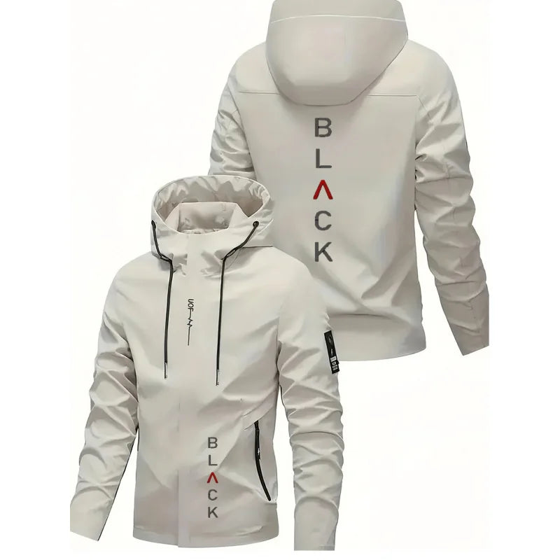 Men'S All-Season Heavy-Duty Motorcycle Jacket - Full-Zip Windproof Hooded Jacket，Commuting, Travel, Outdoor Activities
