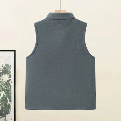 Men's High-quality Velvet Vest Autumn Winter Lightweight Outdoor Casual Vest Camping Fishing Zipper Vest Work Clothes