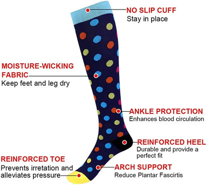 3/5/6 Pairs Compression Socks Exercise Mountaineering Running Sports Socks Elastic Medical Blood Circulation Swelling Nurse Sock