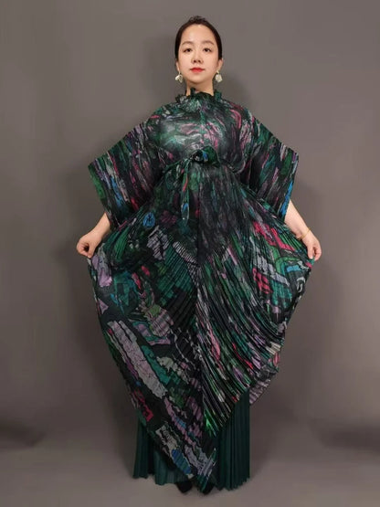 Miyake's New Heavy Industry Organza Printing Set Irregular Pants Loose Two-piece Sets Women's Clothing 2025 Summer New