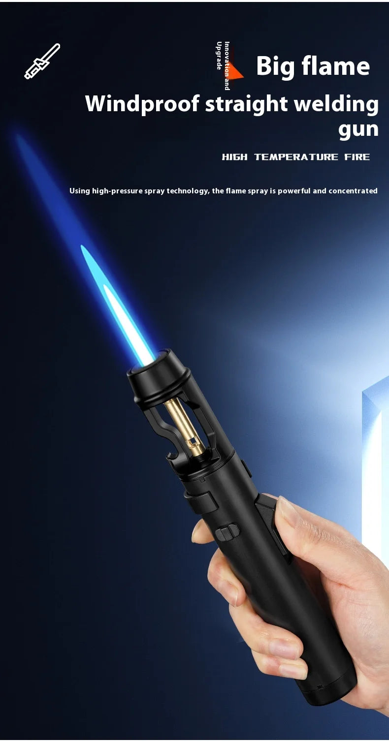 Powerful Metal Gas Lighter Windproof Kitchen Cooking Torch Flame Jet Barbecue Smoking Accessories Cigar Lighters Men's Gift