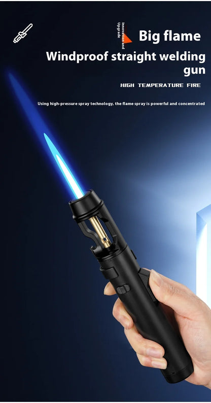 Powerful Metal Gas Lighter Windproof Kitchen Cooking Torch Flame Jet Barbecue Smoking Accessories Cigar Lighters Men's Gift
