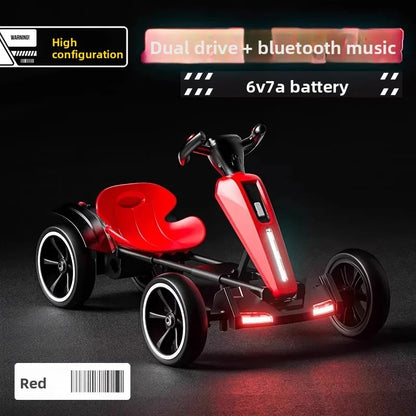 N‌ew Foldable Portable Kids Electric Go-Kart with 390 Motor Cool LED Lights No Assembly Outdoor Off-Road Toy Car for Boys/Girls