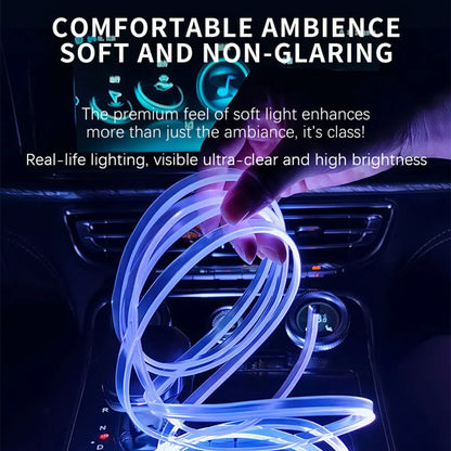 Car RGB LED Ambient Light Strip USB Fiber Optic Atmosphere Car Neon Interior Light Strip Center Console Door Decoration Lamp