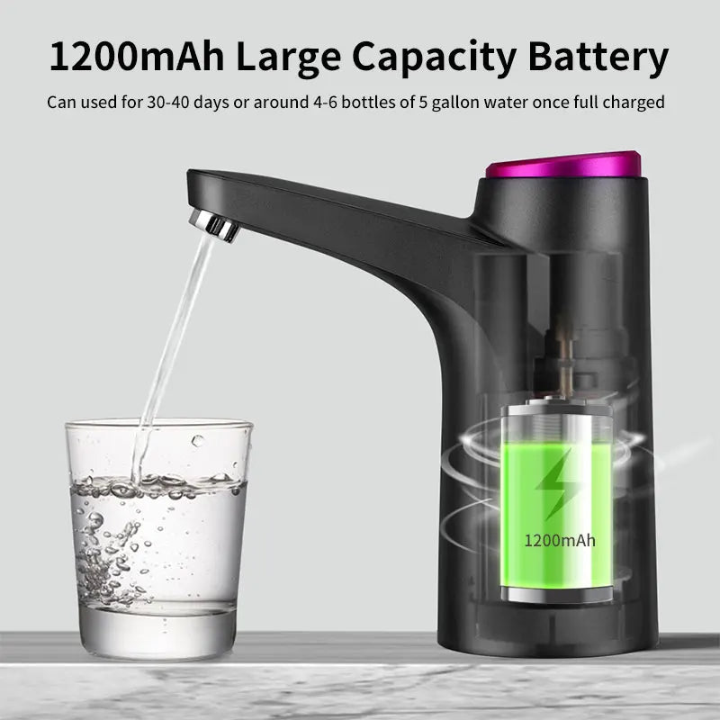 HiPiCok Electric Water Dispenser with Universal Bucket Cap Water Bottle Pump USB Automatic Water Pump for any Gallon Bottle