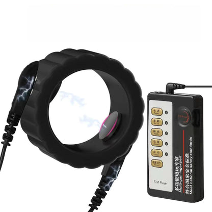 Electro Shock Silicone Penis Ring Bdsm Electric Stimulate Scrotal restraint Massage Cock Cage Masturbation Sex Toys For Men Gay