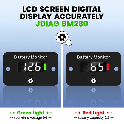 2026 New Upgrade BM280 Battery Level Monitor 12V 24V 36V 48V 60V 72V LCD Battery Voltage Meter for Golf Cart Club Car RV