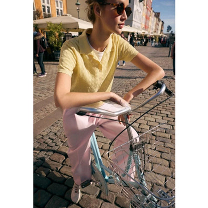 Spring Summer New Lazy Style Women's Knitted Short Sleeve  Shirt Collar Casual Outerwear Classic Pattern Loose Fit Polyes...