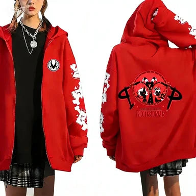 Trendy Anime Hooded Cardigan Unisex Harajuku Style Casual Fashion Long Sleeve Jacket Autumn Winter Fleece Zipper Sweatshirt