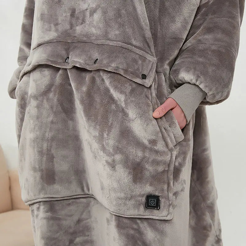 Heated Winter Home Clothes Large Size Blanket Wearable Thiened  Hing Hooded Lazy Blanket USB Heating Couples Robe