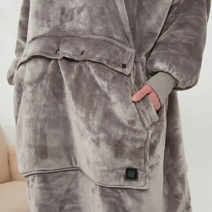 Heated Winter Home Clothes Large Size Blanket Wearable Thiened  Hing Hooded Lazy Blanket USB Heating Couples Robe