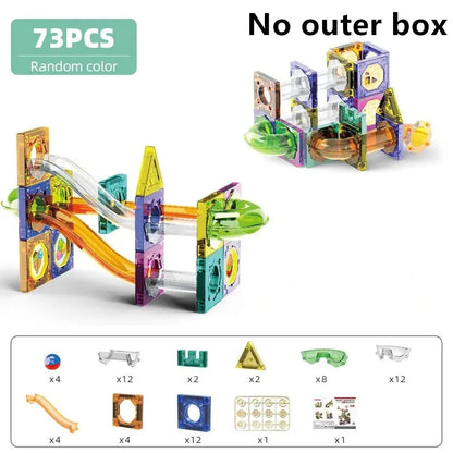 Educational Colorful Magnetic Sheet for Kids Toys with Slide Ball Building Blocks Pipe Magnet Splicing Track Puzzle Toy Window