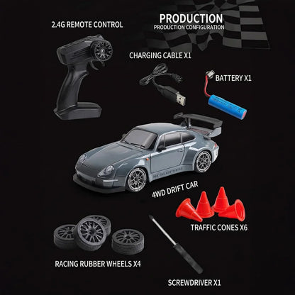 New 1/24 Full Scale 4WD 933 RC Drift Car Limited Edition 2.4Ghz Remote Control Race Car Simulated Sport Car Gift Toy Extra Tires