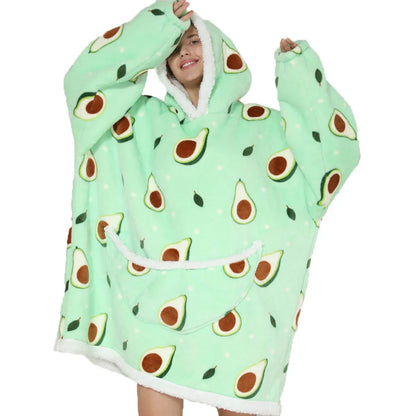 Lazy Hoodie Blanket Oversized for Women Winter Fleece Sherpa Leopard Print Sleeping Blanket Hoodies Thicken Fleece Sweatshirt