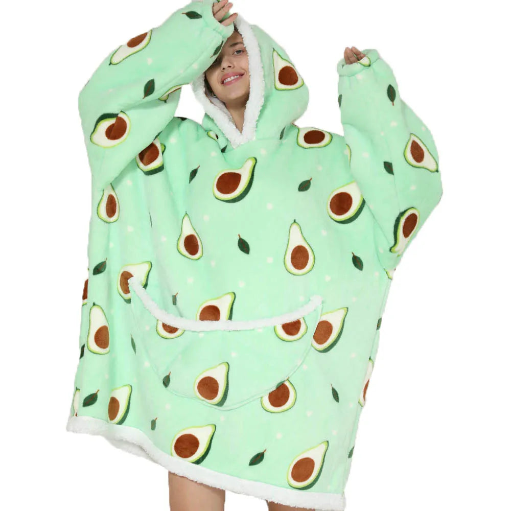 Pink Unicornio Wearable Blanket Hoodie with Sleeves Oversized Women Designer Clothes Korean Sweatshirt Winter Warm Christmas Pjs