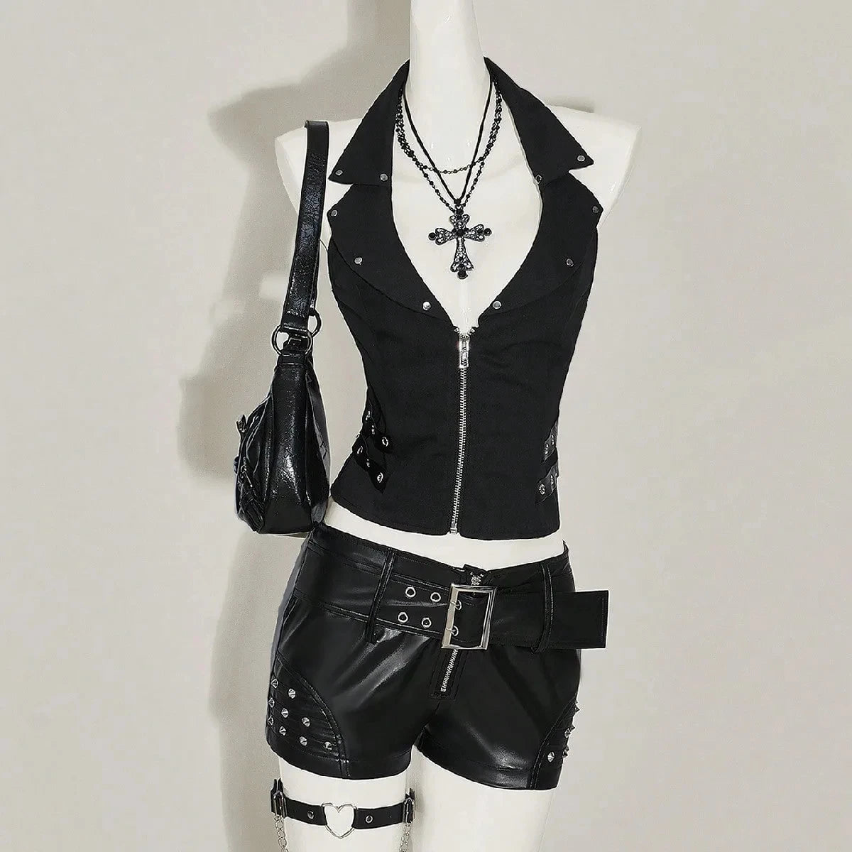 Street Y2K Fashionable Gothic Diamond Nail Print Contrasting Slim Spicy Girl Vest Harajuku Aesthetics Versatile Classic Tank Top