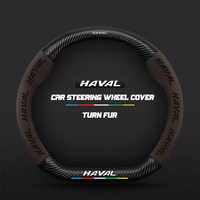 38cm Suede Leather Car Steering Wheel Cover for Haval H1 H2 H3 H4 H5 F7X H6 H7 H9 GMW M4 M6 F7 F50 C50 2011-2023 Jolion