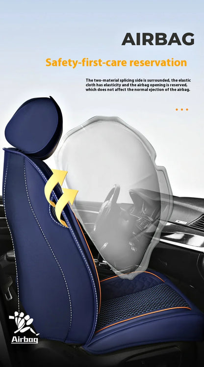 5-seat  car seat cover, new nappa leather ice silk fixed lumbar support, four-season universal, suitable for most cars