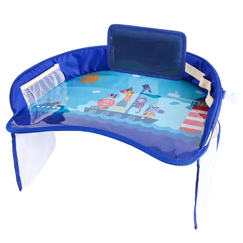 Kids Travel Tray Car Seat Activity and Play Tray Organizer for Children and Toddlers Lap Desk with Tablet Phone Holder Foldable