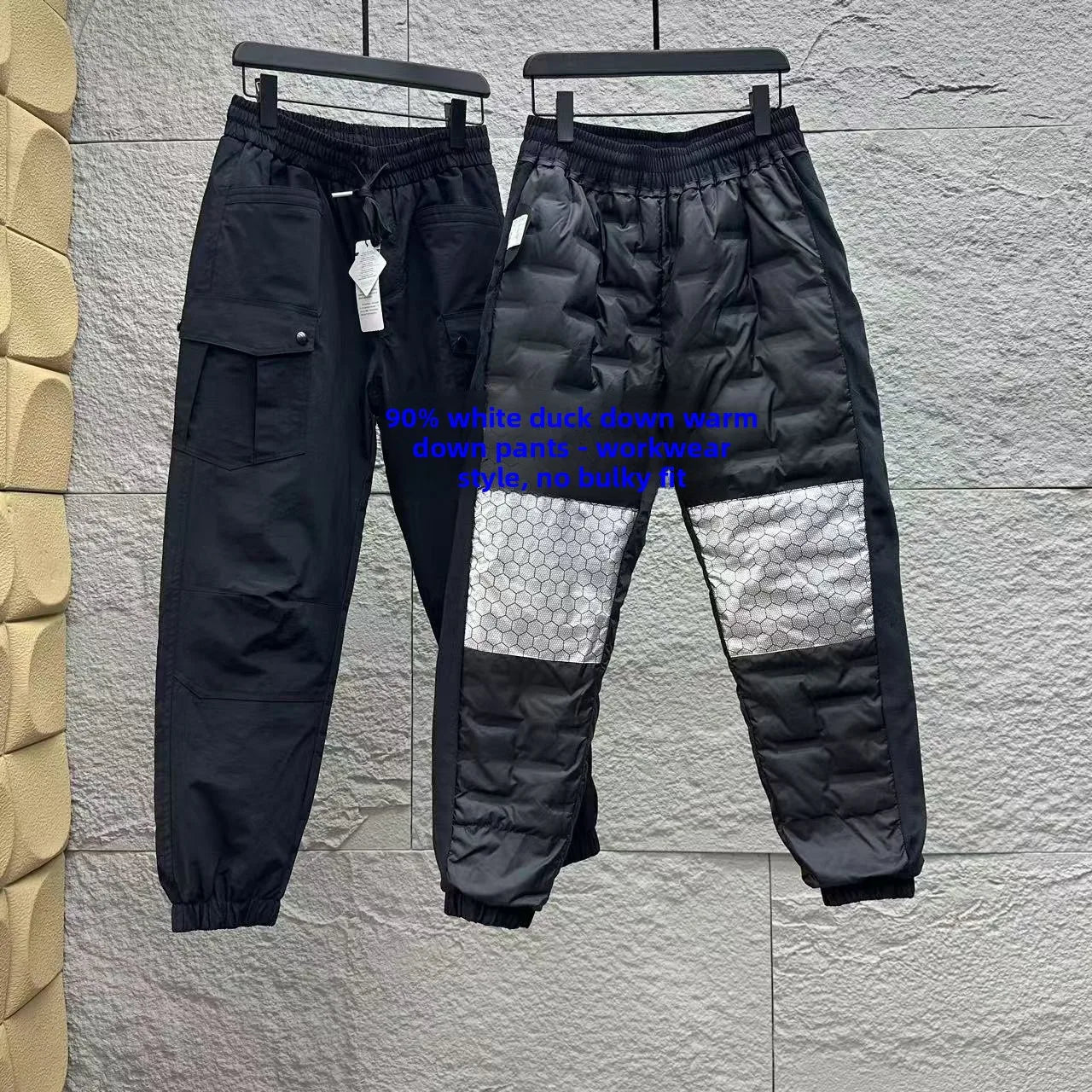 Unisex Outdoor Mountain Series Workwear down Trousers Windproof Waterproof Stacked Straight Warm Long Pants for Men And Women