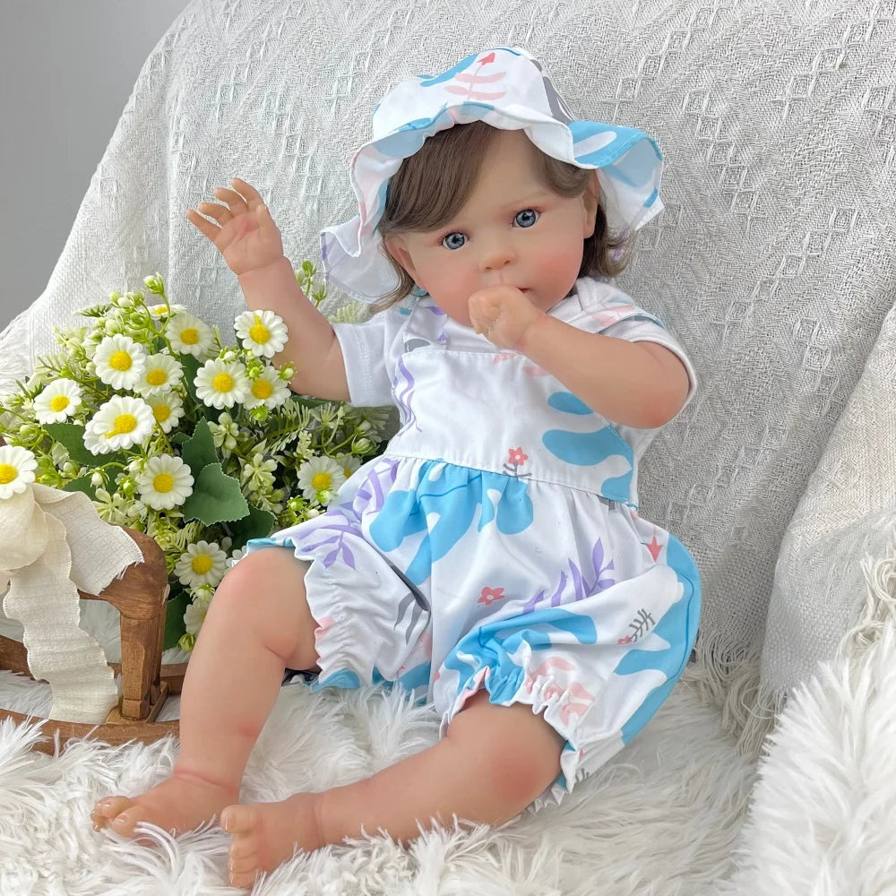 BZDOLL 48 CM 19 Inch Lifelike Reborn Doll for Girls with 3D-Skin Vinyl Limbs And Soft Cloth Body Realistic Doll Collectible Toy