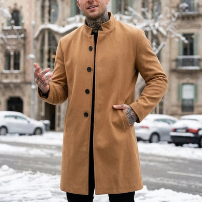 Winter Men's Double-Breasted Trench Coat | Warm & Windproof Overknee-Length Jacket | Casual to Business Streetwear Long Coat
