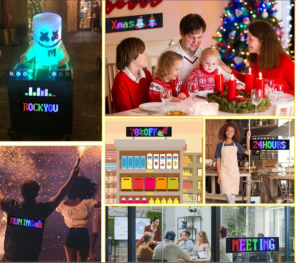 LED Matrix Pixel Panel Light Bluetooth App 5V USB  Control Scrolling Advertising LED Car Sign Animation Programmable for Car Sho