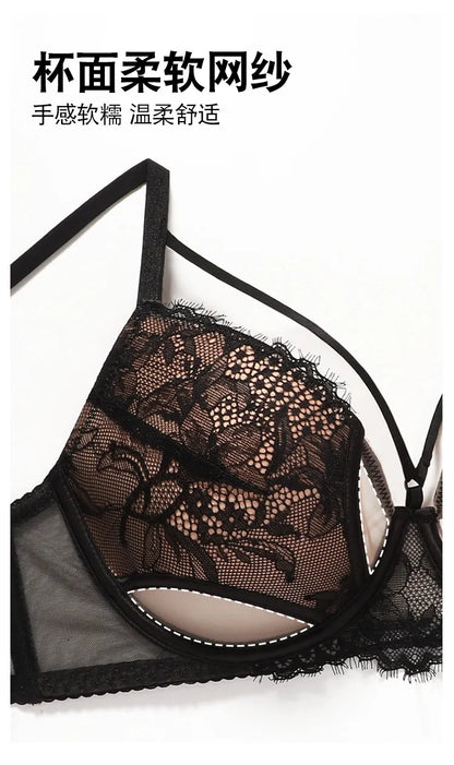 Hot Sale French Lace Bra Soft Underwire High Support Push Up Anti Sagging Sexy Nude Back Stylish Bra Size S-XL 32-38 Hot Search
