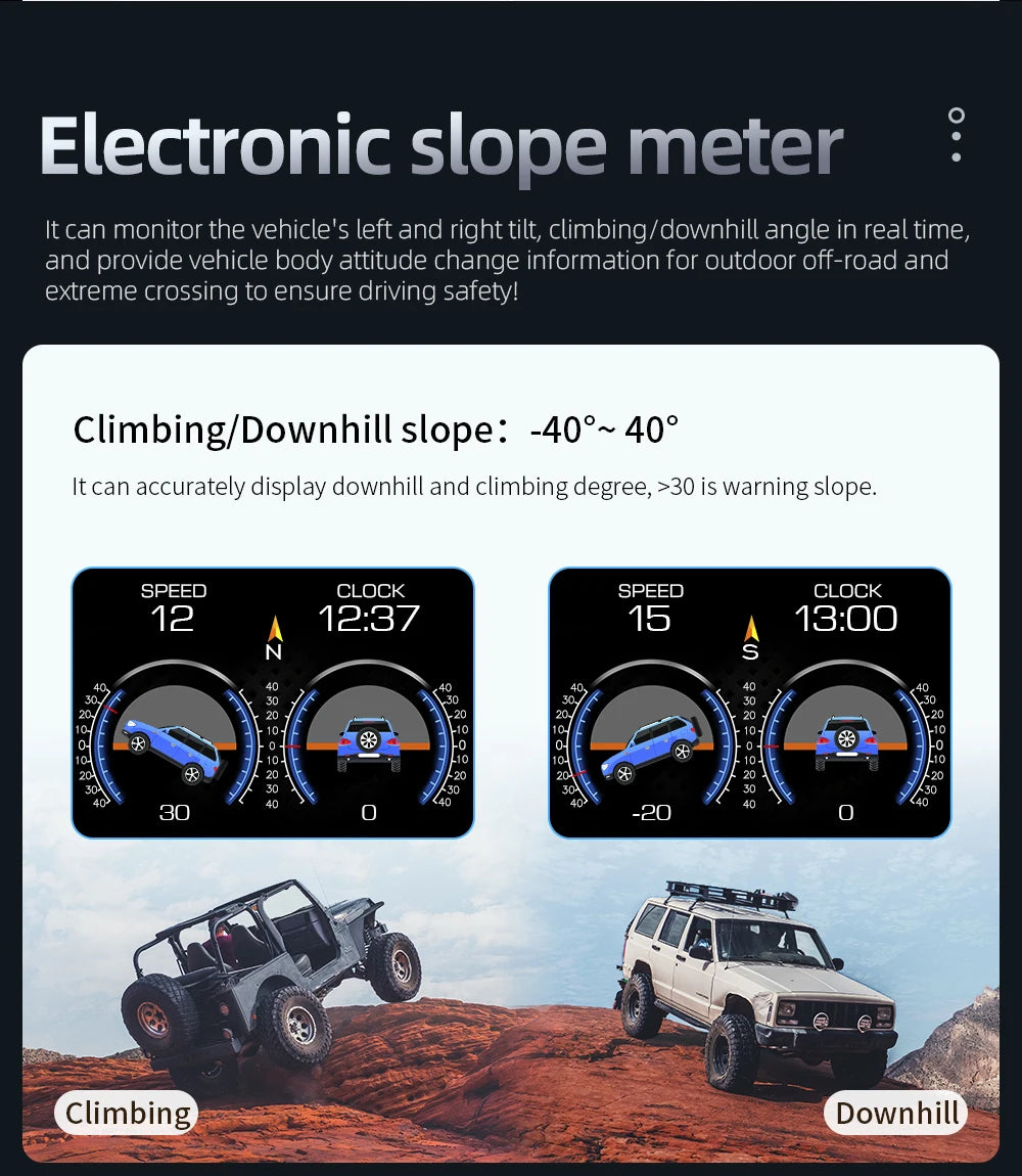 Head up Display OBD + GPS Car Water Temperature Turbo Oil Temperature Multi-function Meter LCD Display Automotive Speed Alarm