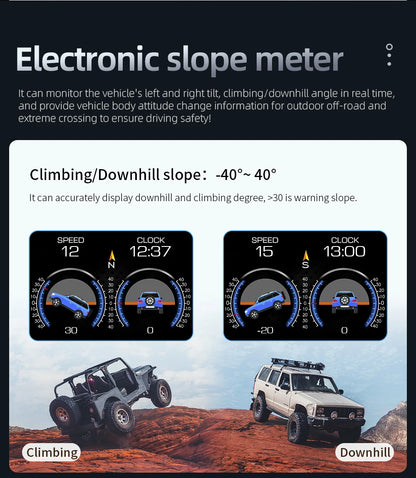 Head up Display OBD + GPS Car Water Temperature Turbo Oil Temperature Multi-function Meter LCD Display Automotive Speed Alarm