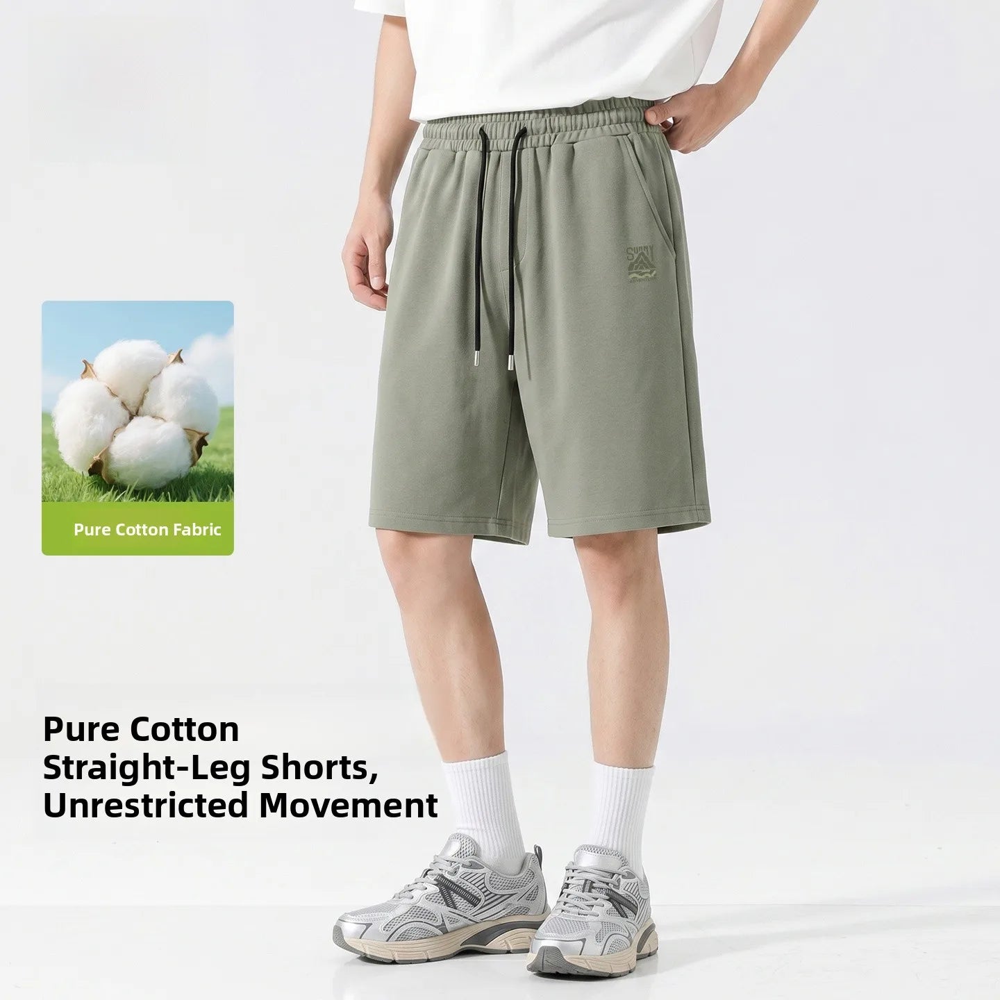 Baleno Men's Basketball Shorts Pure Cotton Sporty Casual Grey Summer Leisure Loose Fit Elastic Waist Short Length Pants