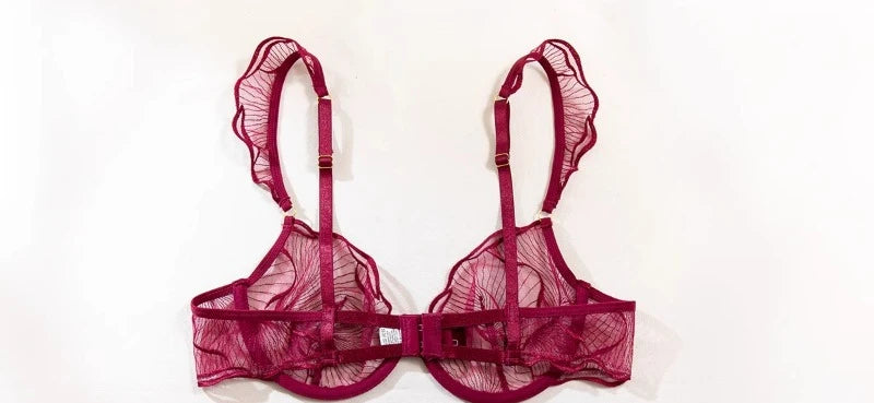 Sexy French Flower Embroidery Lace Bra Set Pure Desire Ultra Thin Push Up Wirefree Comfort Romantic Niche Bralette S-XL MOYISU