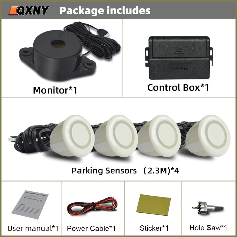 Car Auto Parktronic Reverse Backup Radar With 4 Parking Sensors Kit Buzzer Sound Alarm Detector System Rear No Display Monitor