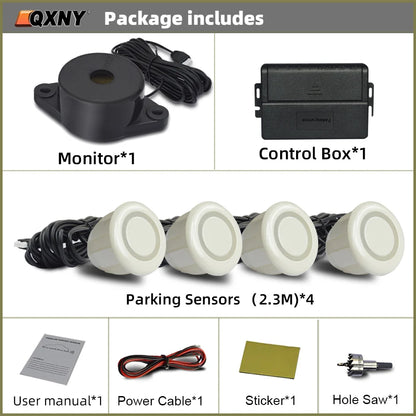 Car Auto Parktronic Reverse Backup Radar With 4 Parking Sensors Kit Buzzer Sound Alarm Detector System Rear No Display Monitor