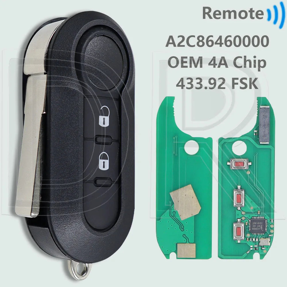 DR 4A Chip 433.92 FSK FCCID:A2C86460000 Flip Car Remote Key Or PCB Board Wholesale For Fiat MOBI STRADA UNO FIORINO E MAIS