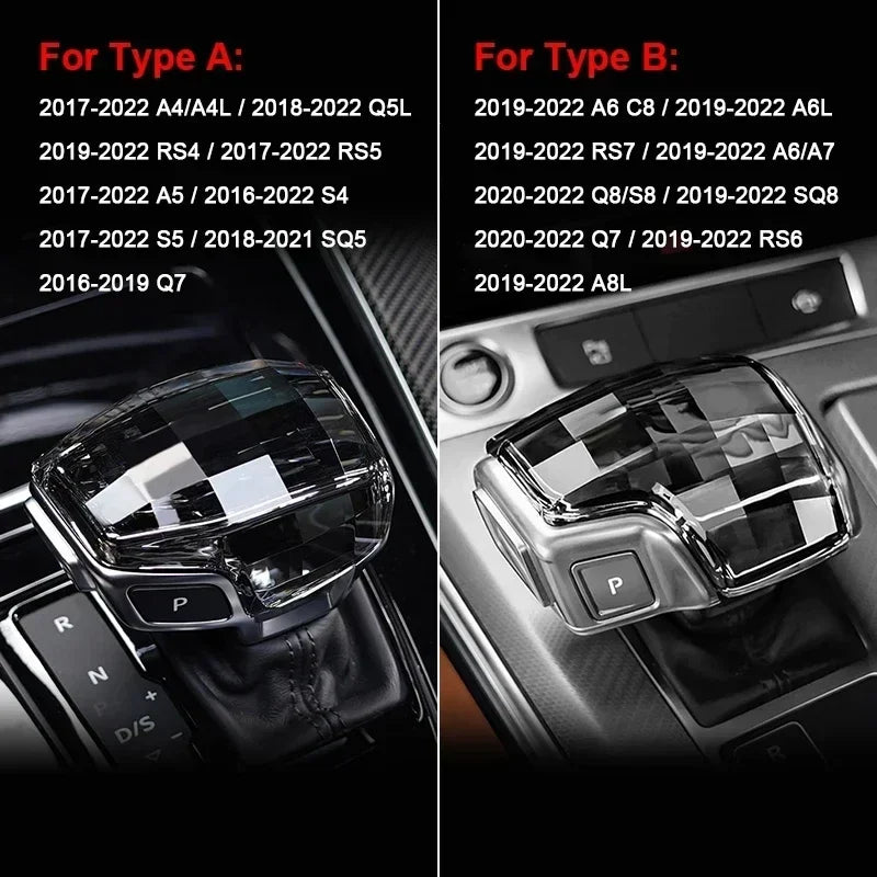 For Audi A4 A5 A6 A7 A8L Q5 Q7 Q8 RS4 RS5 RS6 RS7 S4 S5 SQ5 QS8 C8 S8 Crystal gear head Shift head Transmission handle cover