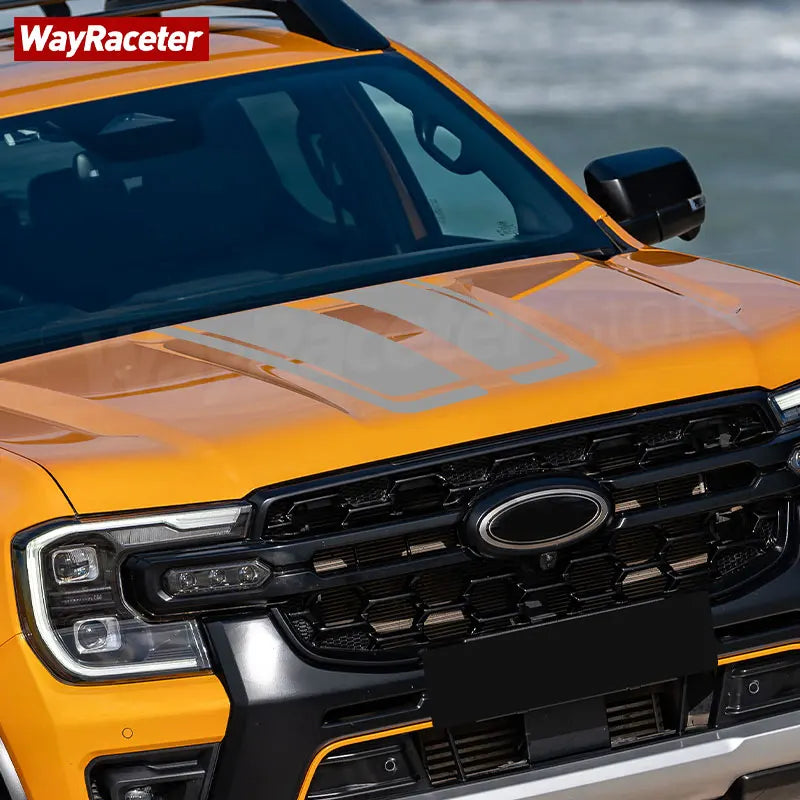 2 Pcs Engine Cover Decal Boonet Hood Stripes Sticker For Ford Ranger 2025 2024 2023 T9 Raptor 4X4 Off Road Wildtrak Accessories