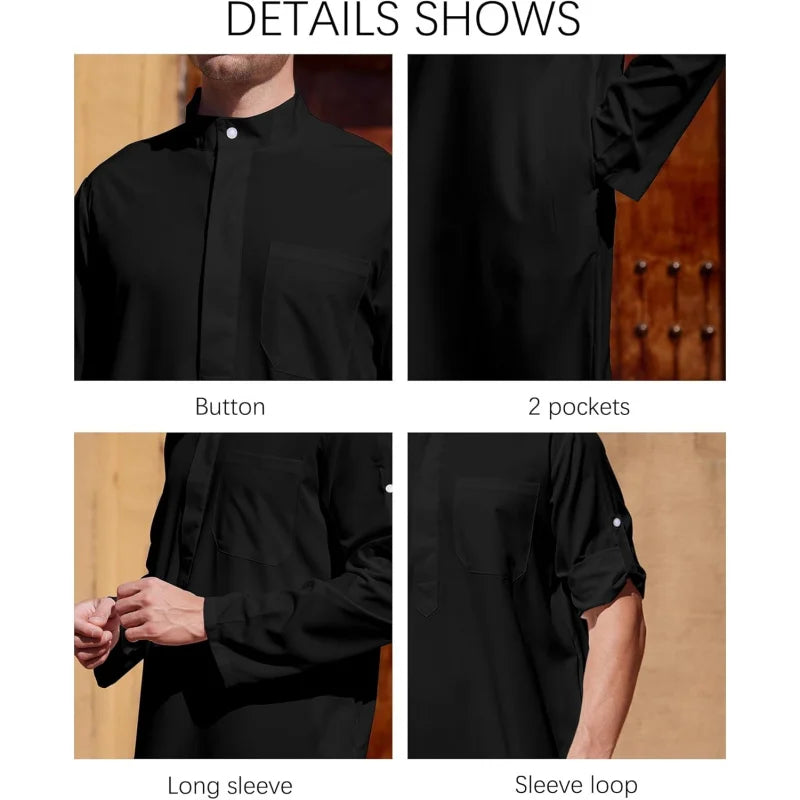 Big and Tall Kaftan with Pocket Mens Arab Thobe Men Kaftan Thobe