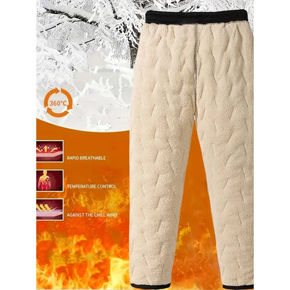 Winter Goods Plush 2pcs Men's Outdoor Snow Mountain Climbing Camping Plus Fleece Trousers Lining Winterize Padding
