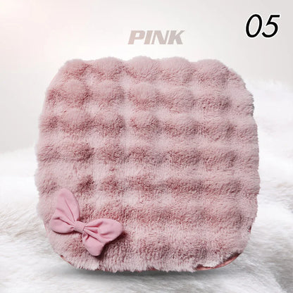 Winter Plush Car Seat Cover Bowknot Fashion Cute Women's Automotive Interior Protector Steering Wheel Warm Cushion Car Pillow