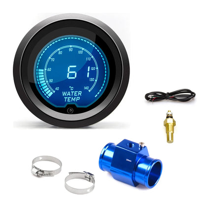 2'' 52mm Car Water Temp Gauge LCD Digital Display 40~140 ℃ With Water Temp Sensor Water Temp Joint Pipe Sensor Adapter 1/8NPT