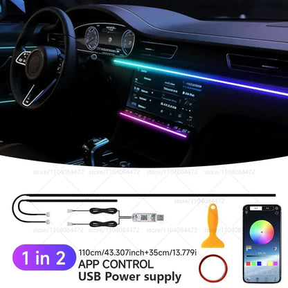 22in1 RGB Car Interior Acrylic Car Ambient Lights RGB Hidden Acrylic Strip Decoration Atmosphere Accessories For Peugeot 2008