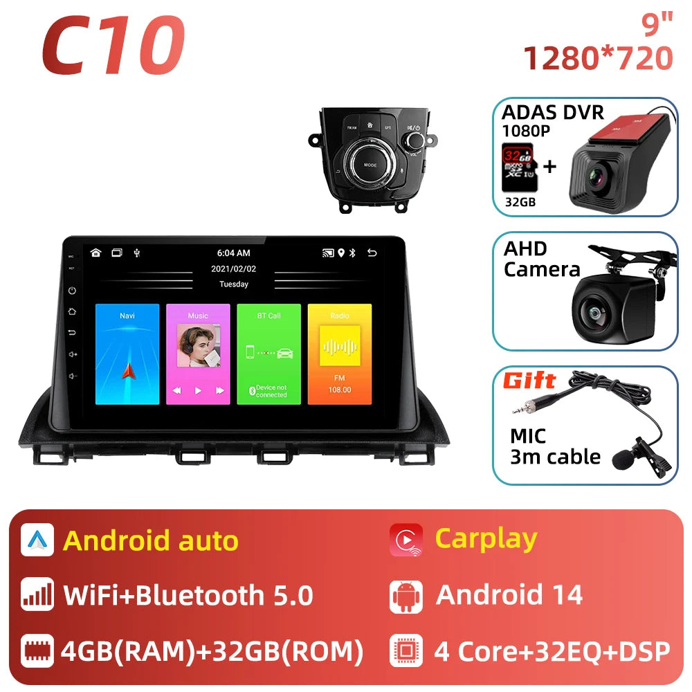 Car Radio For Mazda 3 Axela 2013 - 2018 Android Car Multimedia Player GPS Navigation Carplay Auto Stereo 2 Din Head Unit 4G DSP
