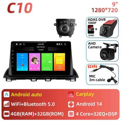Car Radio For Mazda 3 Axela 2013 - 2018 Android Car Multimedia Player GPS Navigation Carplay Auto Stereo 2 Din Head Unit 4G DSP