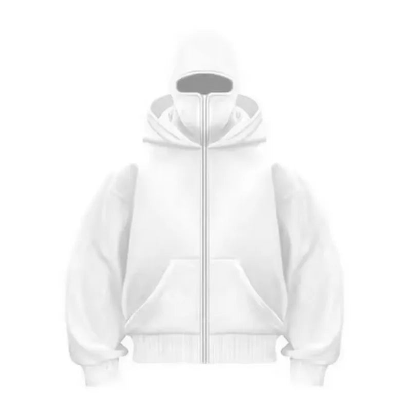 women's Men's and Balaclava Y2K Gothic Harajuku winter new item double hooded sweatshirt men's hooded masksportswear zipper
