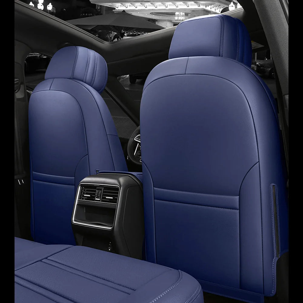 For Tesla Model Y 2020 2021 2022 2023 2024 2025 PU Leather Custom Car Seat Covers Full Set Interior Protector Accessories