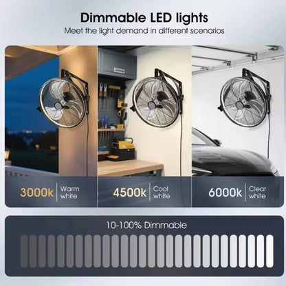 Nwe LED Wall Fan Remote Control 6 Speed Electric Fan Ventilation Multi-Adjustable Oscillating Head Timer Ceiling Fan Light
