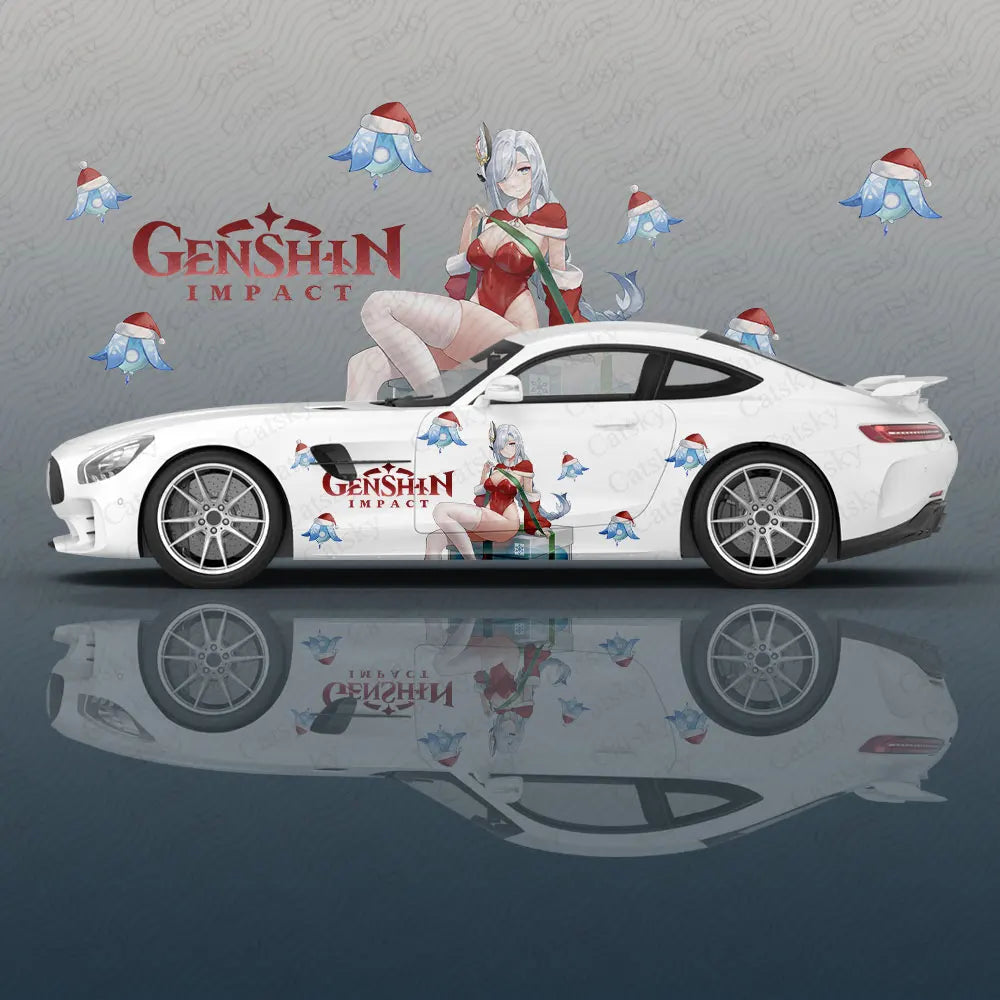 Shenhe Genshin Impact animal Car Decal Protective Film Vinyl Racing Side Graphics Wrap Accessories Spray Paint auto Stickers